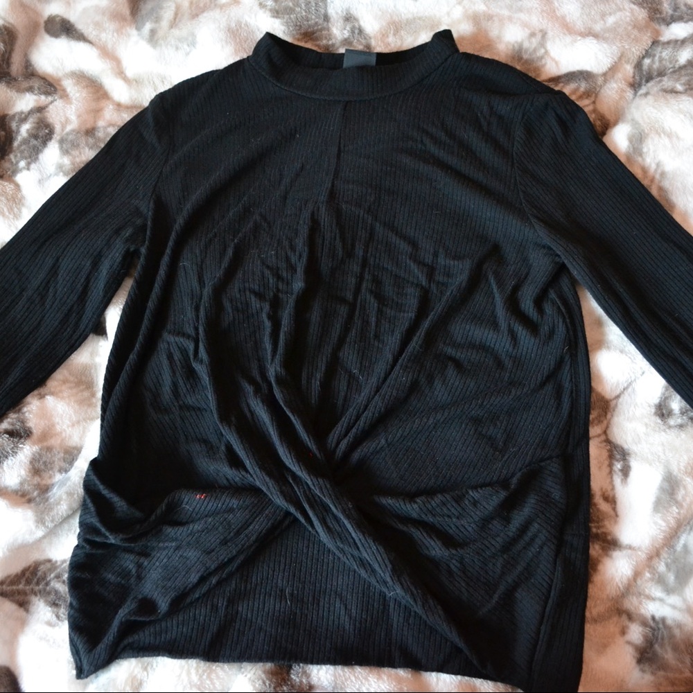 Crossed Front Black Girls’ Shirt
